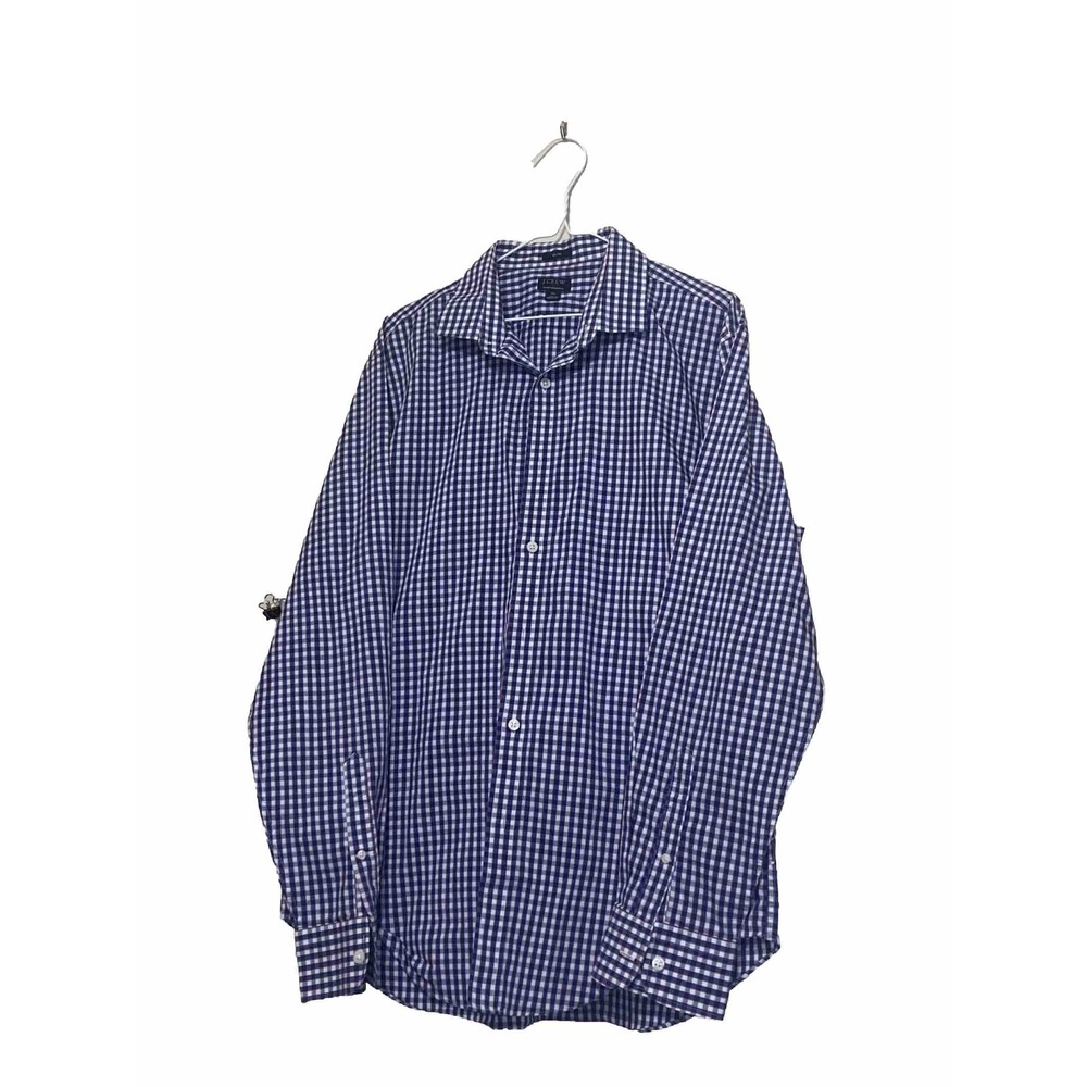 J.Crew Shirt Men's Blue Checked XL classic cotton Performance Button Down